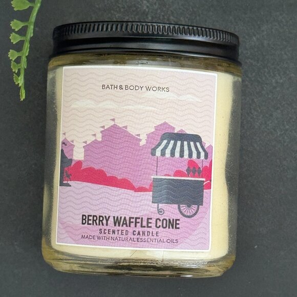 BBW Berry Waffle Cone Bath & Body Works Mason Jar Single Wick Candle - Picture 5 of 10